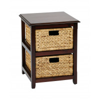 OSP Home Furnishings SBK4512A-ES Seabrook Two-Tier Storage Unit With Espresso Finish and Natural Baskets